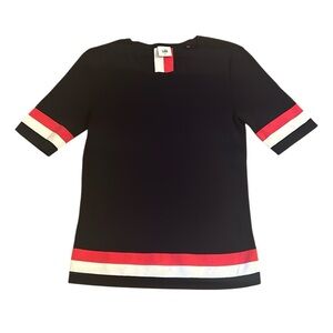 Cabi Hampton Shell Knit Nautical Short Sleeve‎ Sweater Blue, Red, White Size S